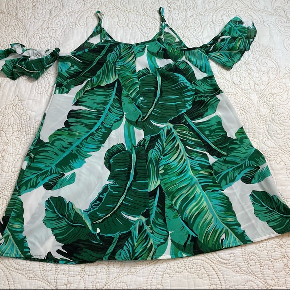 Leaf print ruffle mini dress - Picture 7 of 9